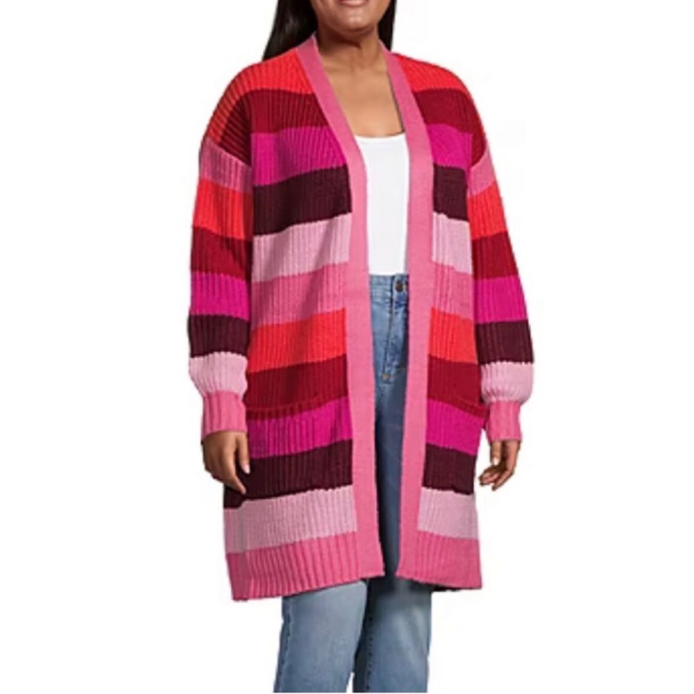 [Plus Size] St. John’s Bay Women Multicolor Stripe Cardigan size 3X
